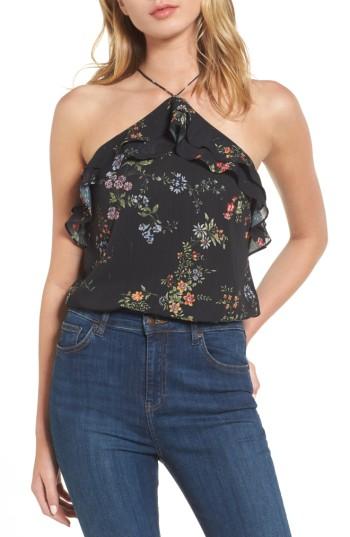 Women's Arrive Goldie Ruffle Halter Top - Black