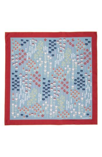 Women's Valentino Flower Stems Silk Scarf, Size - Grey
