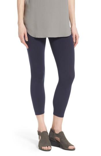 Women's Eileen Fisher Organic Cotton Crop Leggings, Size - Blue