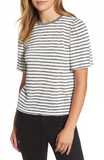 Women's Velvet By Graham & Spencer Textured Stripe Puff Sleeve Tee - Ivory