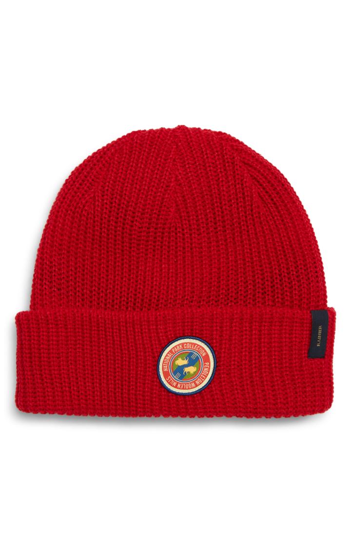 Men's Pendleton National Park Stripe Reversible Beanie - Red