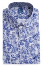 Men's English Laundry Trim Fit Paisley Dress Shirt .5 32/33 - Blue