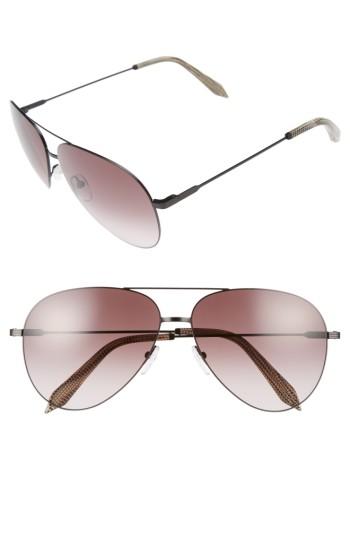 Women's Victoria Beckham Classic Victoria Feather 62mm Aviator Sunglasses - Black/ Purple