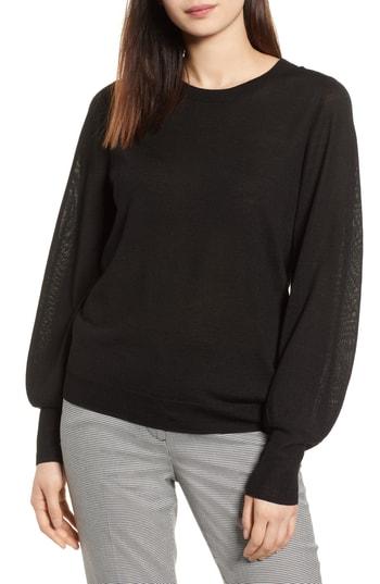 Women's Halogen Puff Sleeve Sweater - Black