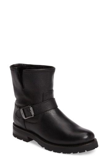 Women's Frye Natalie Genuine Shearling Water Resistant Engineer Boot .5 M - Black