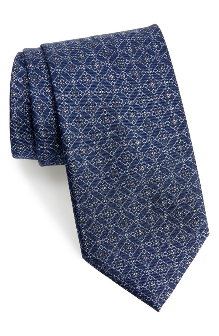 Men's Brioni Medallion Geometric Silk Tie