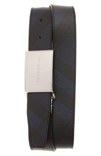Men's Burberry Charles Reversible Belt Eu - Navy/ Black