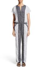 Women's St. John Collection Stitch Print Stretch Silk Jumpsuit