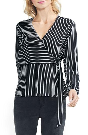 Women's Vince Camuto Legacy Stripe Wrap Top - Black