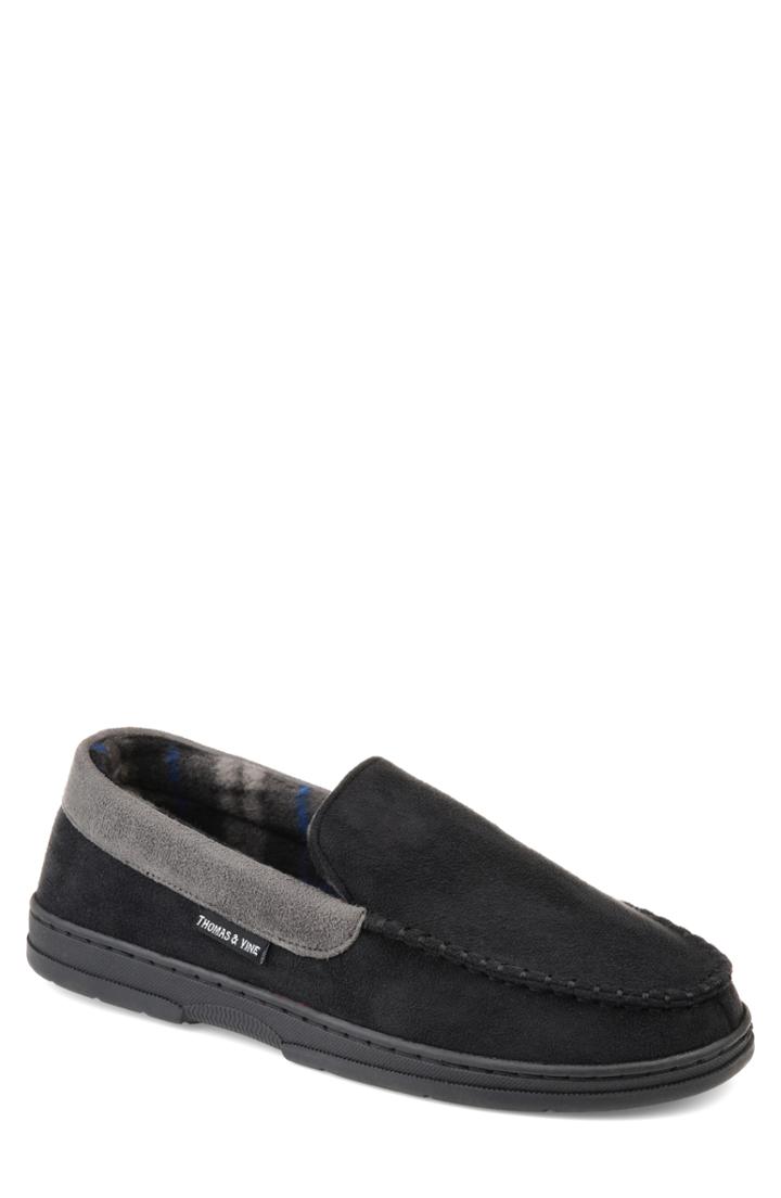 Men's Thomas And Vine Sterling Moccasin Slipper M - Black