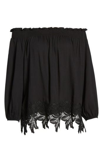 Women's Halogen Lace Trim Off The Shoulder Top