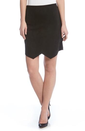Women's Karen Kane Asymmetrical Faux Suede Skirt - Black