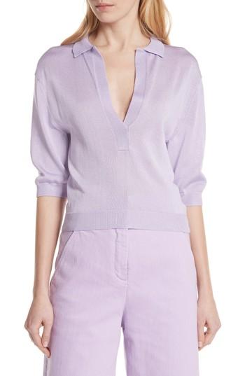 Women's Tibi Crop Knit Pullover - Purple