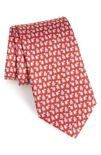 Men's Salvatore Ferragamo Flint Print Silk Tie, Size - Red