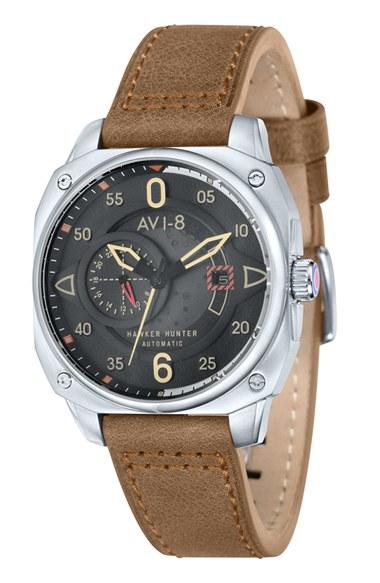 Men's Avi-8 'hawker Hunter' Automatic Leather Strap Watch, 44mm