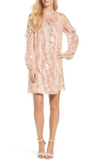 Women's Lilly Pulitzer Marlyse Cold Shoulder Silk Dress, Size - Pink