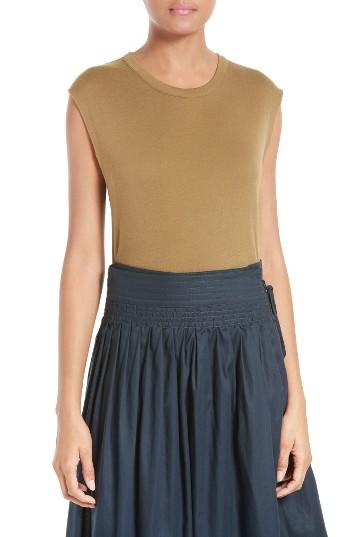 Women's Vince Shirttail Pima Cotton Tank - Green