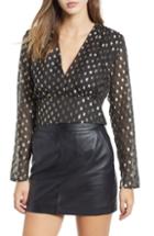 Women's Leith Metallic V-neck Top, Size - Black
