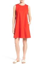 Women's Eileen Fisher Stretch Organic Cotton Shift Dress, Size - Red