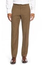Men's Ballin Flat Front Solid Wool Trousers - Brown