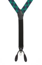 Men's Nordstrom Men's Shop Black Watch Plaid Suspenders, Size - Navy/ Green