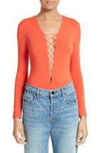 Women's T By Alexander Wang Lace-up Bodysuit - Red