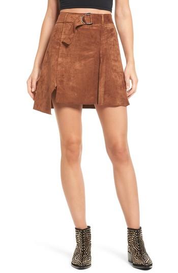 Women's J.o.a. Belted Faux Suede Miniskirt