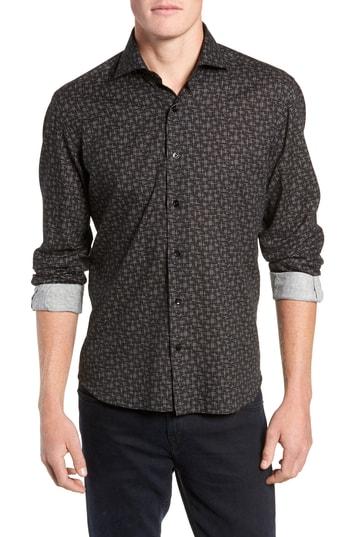 Men's Culturata Print Tailored Fit Sport Shirt - Black