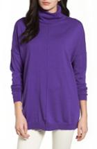 Women's Eileen Fisher Merino Wool Boxy Turtleneck Sweater, Size - Purple