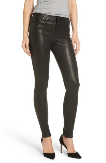 Women's Ag Farrah Leather Skinny Jeans - Black