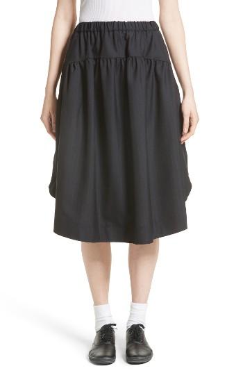 Women's Comme Des Garcons Pinstripe Wool Midi Skirt