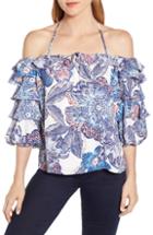 Women's 1.state Crystal Flowers Print Off The Shoulder Top - White