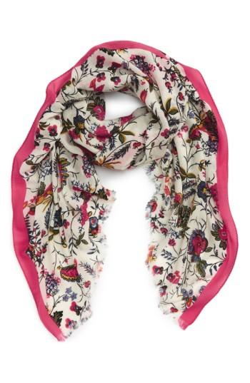 Women's Tory Burch Gabriella Floral Wool Scarf, Size - Ivory