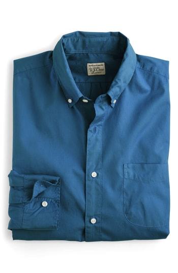 Men's J.crew Slim Fit Stretch Secret Wash Tattersall Sport Shirt - Blue