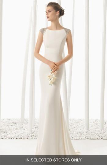 Women's Rosa Clara Beaded Back Crepe Column Dress, Size In Store Only - Ivory