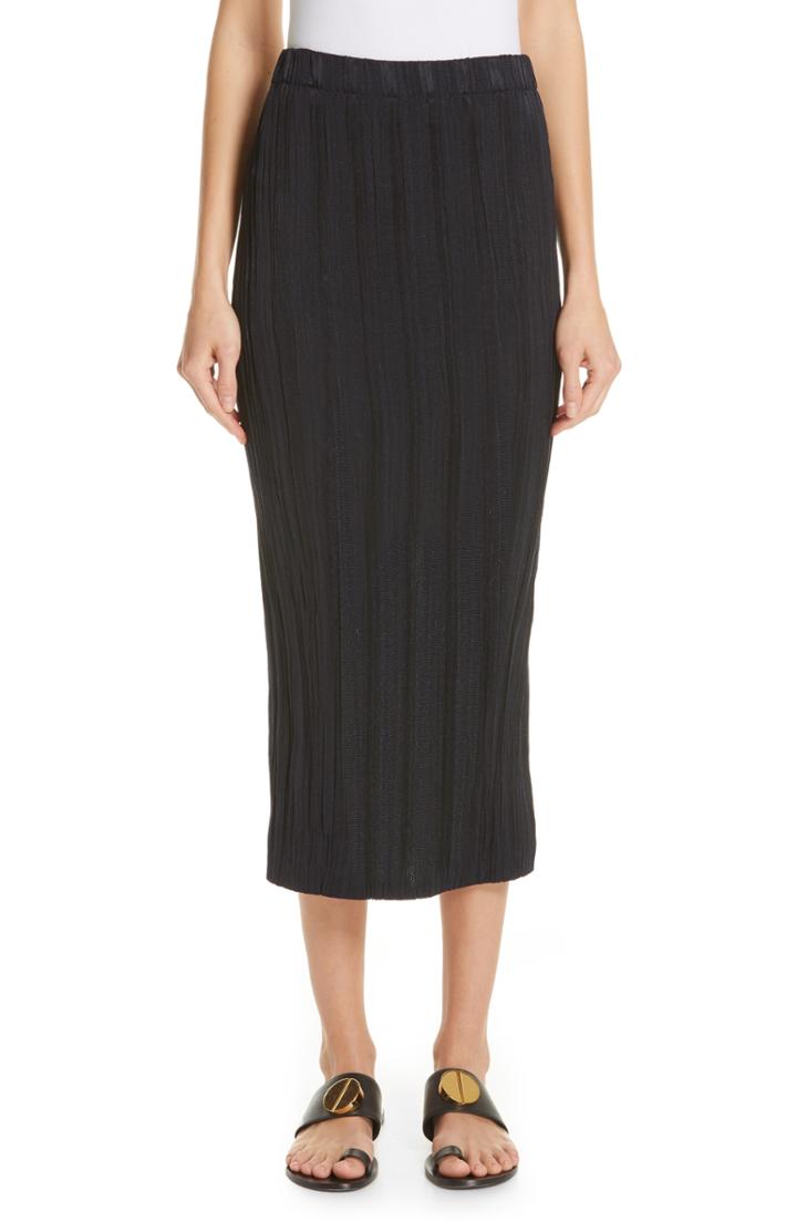 Women's Zero + Maria Cornejo Evie Plisse Linen & Silk Pencil Skirt