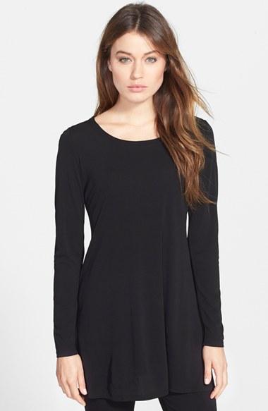 Women's Eileen Fisher Scoop Neck Silk Tunic - Black