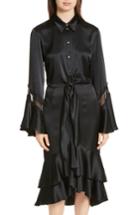 Women's Cinq A Sept Genevieve Lace Inset Silk Satin Top