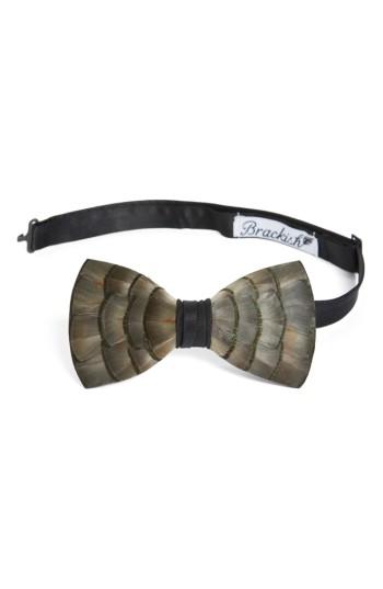 Men's Brackish & Bell Lynx Feather Bow Tie, Size - Grey