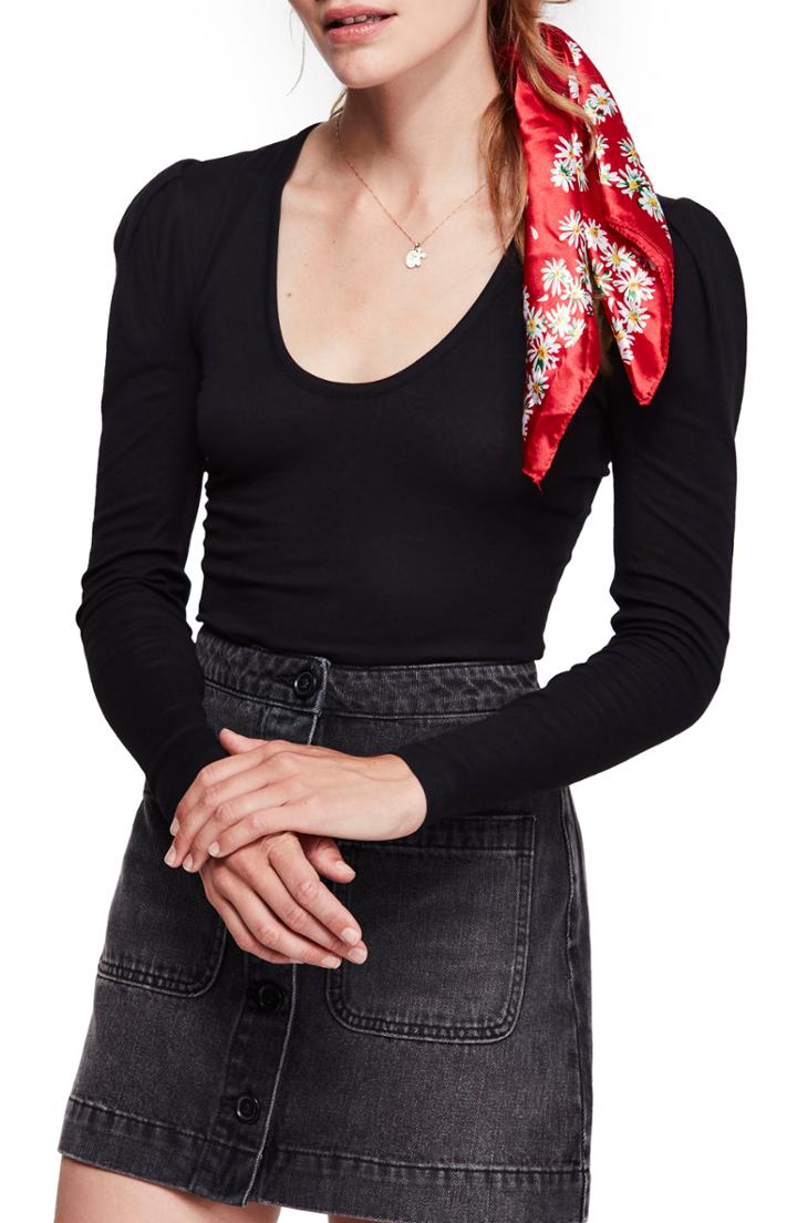 Women's Free People Hey Lady Long Sleeve Tee - Black