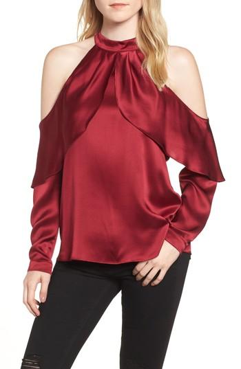 Women's Parker Sonelle Silk Cold Shoulder Blouse - Burgundy