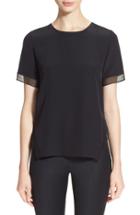 Women's Prabal Gurung Short Sleeve Keyhole Silk Blouse