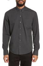 Men's W.r.k 'reworkd' Trim Fit Dot Print Mixed Media Sport Shirt - Black