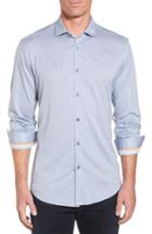 Men's Stone Rose Slim Fit Herringbone Knit Sport Shirt (l) - Blue