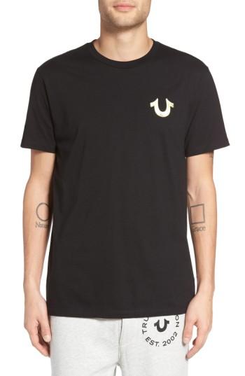 Men's True Religion Brand Jeans Gold Buddha Graphic T-shirt - Black