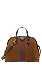 Gucci Ophidia Suede Dome Satchel - Brown