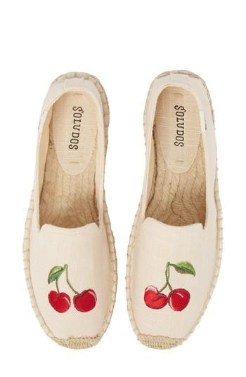 Women's Soludos Cherries Embroidered Espadrille M - Pink
