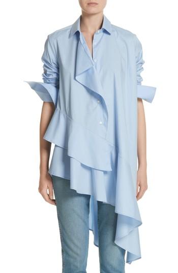 Women's Palmer//harding Spicy Ruffle Shirt Us / 8 Uk - Blue