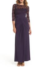 Women's Adrianna Papell Lace & Draped Jersey Gown