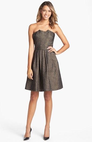 Halston Heritage Pleated Metallic Fit &